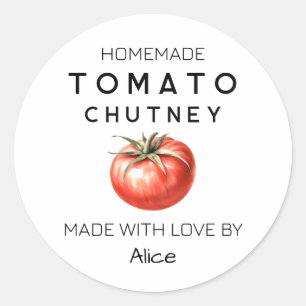 Adesivo Rótulo de Chutney de Tomate com tomate aquarela