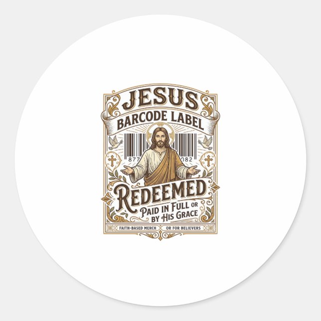 Adesivo Rótulo de Código de Barras de Jesus Resgatado Rótu (Frente)