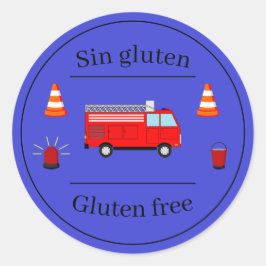 Adesivo Rótulo de comida de aniversário bilíngue do Bombei