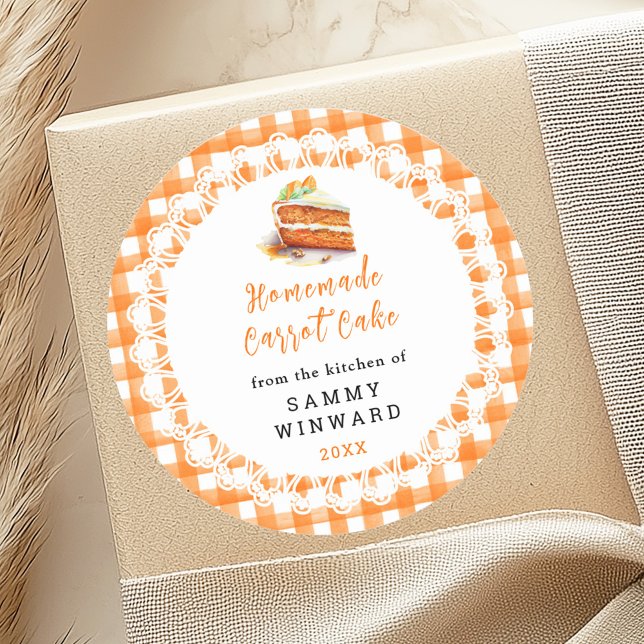 Adesivo Rótulo de Comida de Bolo de Cenoura Caseiro (Criador carregado)