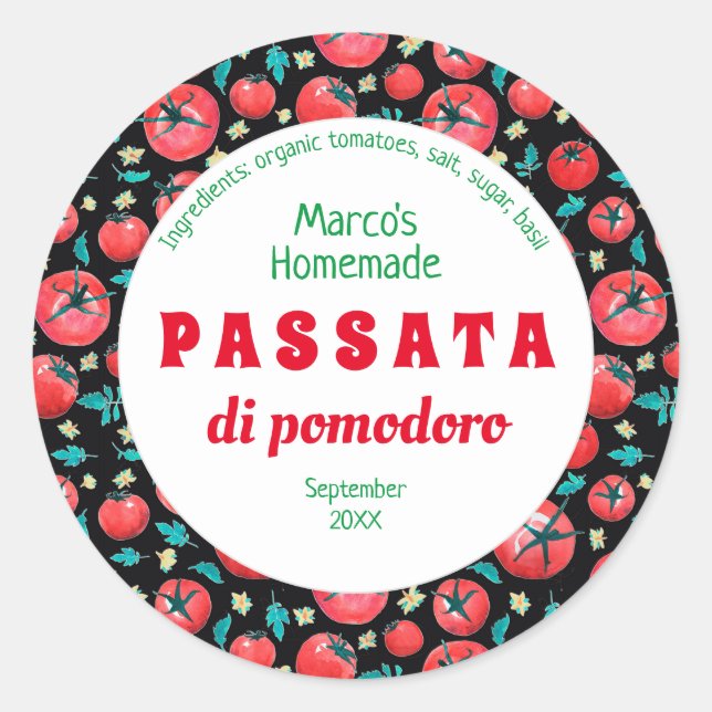 Adesivo Rótulo de comida de molho de tomate aquarela moder (Frente)