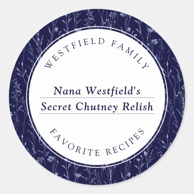 Adesivo Rótulo de Comida de Receitas da Família Dusty Blue (Frente)