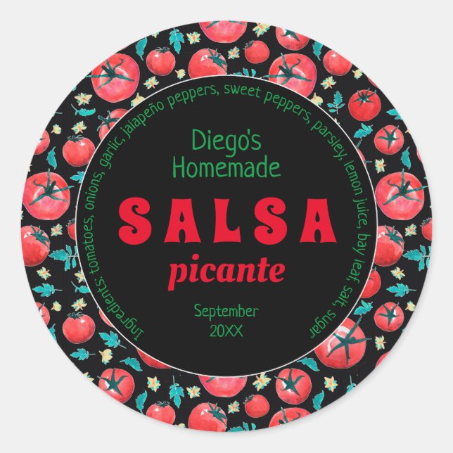 Adesivo Rótulo de comida de salsa de molho de tomate aguar (Frente)