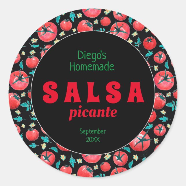Adesivo Rótulo de comida de salsa de tomate de aquarela mo (Frente)