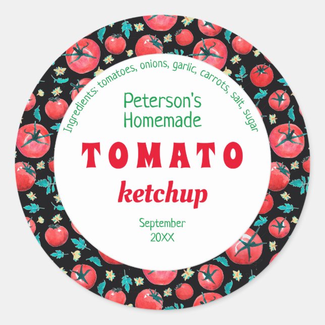 Adesivo Rótulo de comida de tomate de aquarela moderna (Frente)