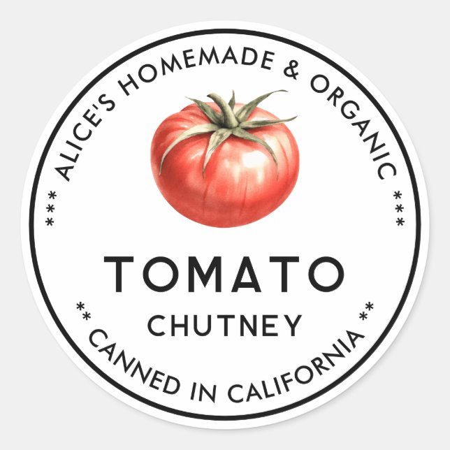Adesivo rótulo de comida enlatada de chutney de tomate (Frente)