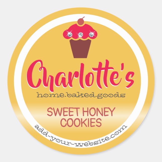 Adesivo Rótulo de Confeitaria Fofa de Cupcake Vermelho Ama (Frente)