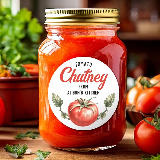 Adesivo Rótulo de Conserva de Chutney de Tomate Personaliz (Criador carregado)