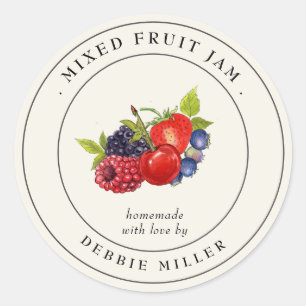 Adesivo Rótulo de Conserva de Frutas Mistas Vintage Elegan