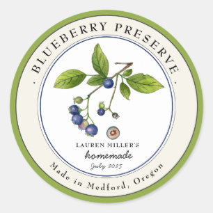 Adesivo Rótulo de conserva de geleia de mirtilo azul vinta
