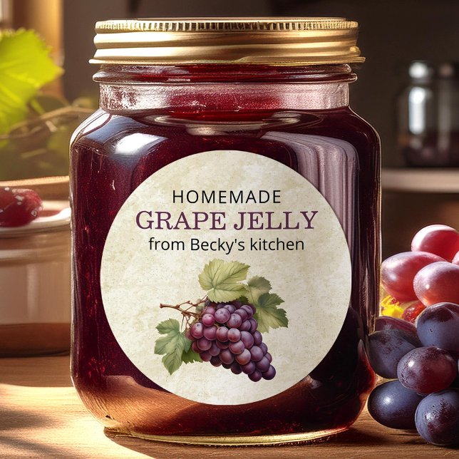 Adesivo Rótulo de conserva de geleia de uvas vermelhas vin (Criador carregado)