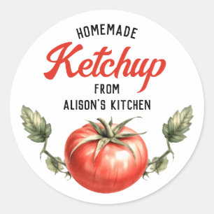 Adesivo Rótulo de conserva de ketchup de tomate aquarela t