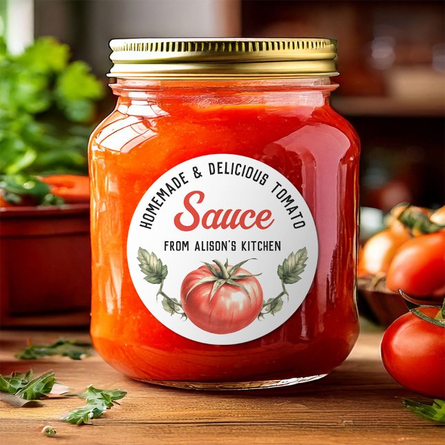 Adesivo Rótulo de conserva de molho de tomate caseiro pers (Criador carregado)
