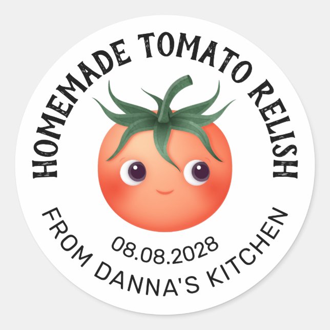 Adesivo rótulo de conserva de molho de tomate com tomate b (Frente)