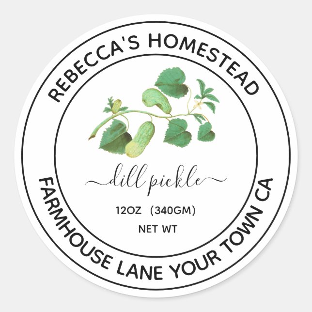 Adesivo Rótulo de conserva de pepino em conserva com visua (Frente)