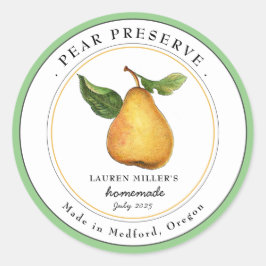 Adesivo Rótulo de conserva de pera vintage em conserva