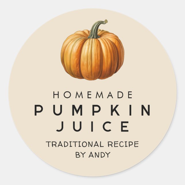 Adesivo Rótulo de conserva de suco de abóbora (Frente)