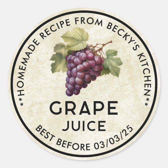 Adesivo Rótulo de conserva de suco de uvas vermelhas casei (Frente)