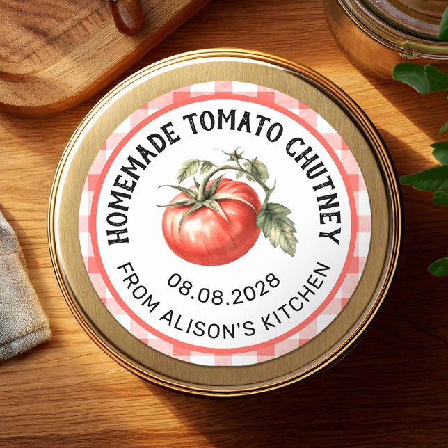 Adesivo Rótulo de conserva de tomate em aquarela tomate (Criador carregado)