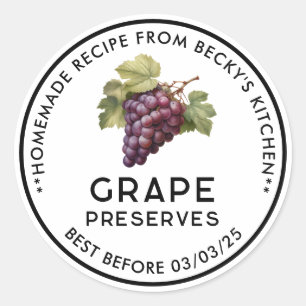 Adesivo Rótulo de conserva de uvas vermelhas caseiras