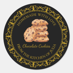 Adesivo Rótulo de Cookies Homemados da Vintage em Preto
