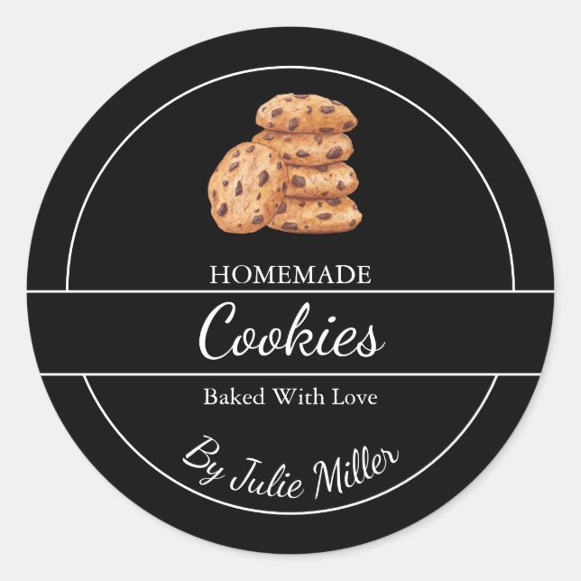Adesivo Rótulo de cookies simples preto (Frente)