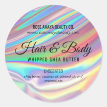 Rótulo de cosméticos de beleza holográfica arco-ír