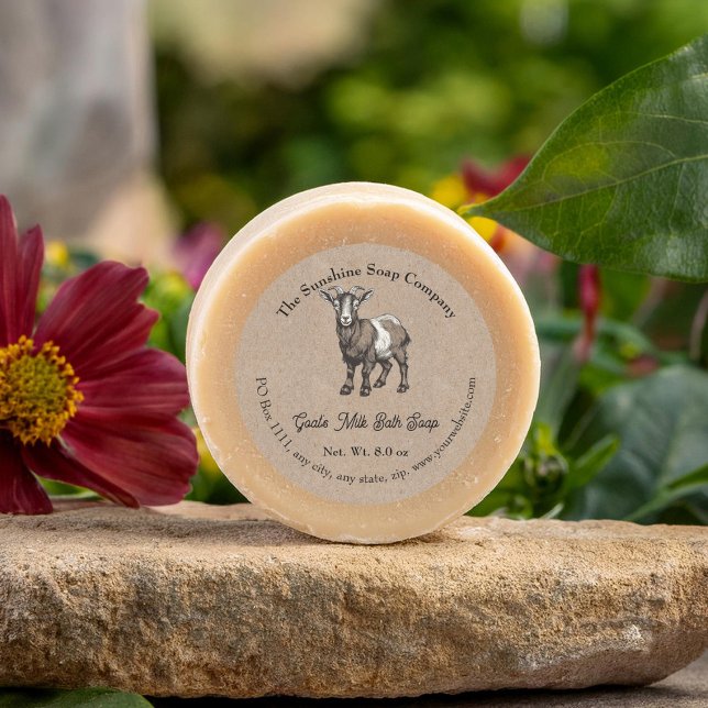 Adesivo Rótulo de Cosméticos de Sabão de Leite de Goat, es (Criador carregado)