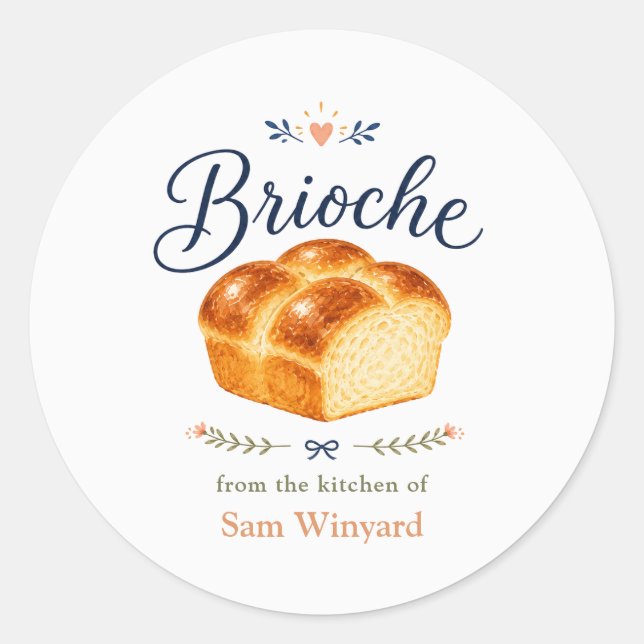 Adesivo Rótulo de Cozinha de Pão Brioche Caseiro (Frente)