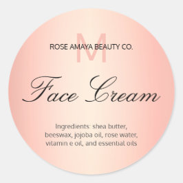 Adesivo Rótulo de Cuidados com a Pele Creme Facial Monogra