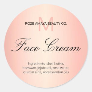 Adesivo Rótulo de Cuidados com a Pele Creme Facial Monogra