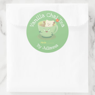Adesivo Rótulo de desenho animado de chai especiarias, de