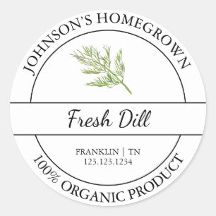 Adesivo Rótulo de Dill Orgânico Fresco para Jardim Domésti