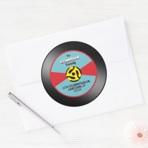 Adesivo Rótulo de Disco de Vinil 45 Endereço da Família
