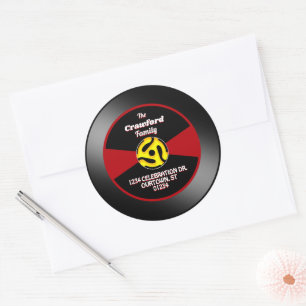 Adesivo Rótulo de Disco de Vinil 45 Endereço da Família