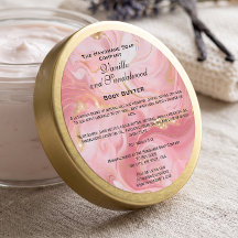 Rótulo de Embalagem de Cosméticos Rosa e Dourado