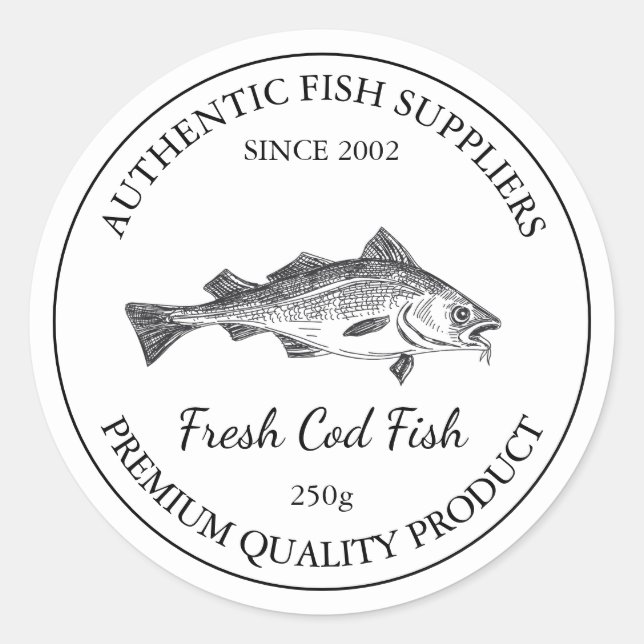 Adesivo Rótulo de Embalagem de Peixes de Bacalhau Frescos (Frente)