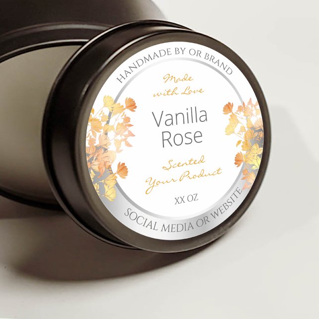 Adesivo Rótulo de Embalagem de Produto Floral Branco Laran (Criador carregado)