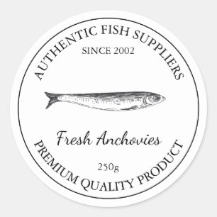 Adesivo Rótulo de Embalagem para Peixes de Anchovas Fresco