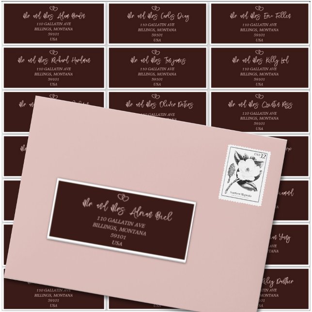 Adesivo Rótulo de Endereço Convidado do Script Elegante Si (Elegant Script Sienna Wedding Guest Address Label)