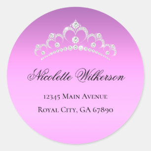 Adesivo Rótulo de Endereço Coroa de Tiara Roxo Lilac