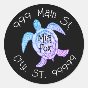 Adesivo Rótulo de endereço da tartaruga marinha aquosa