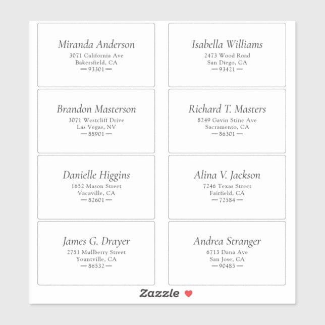 Adesivo Rótulo de Endereço de Convidado Preto e Branco Sim (Folha)