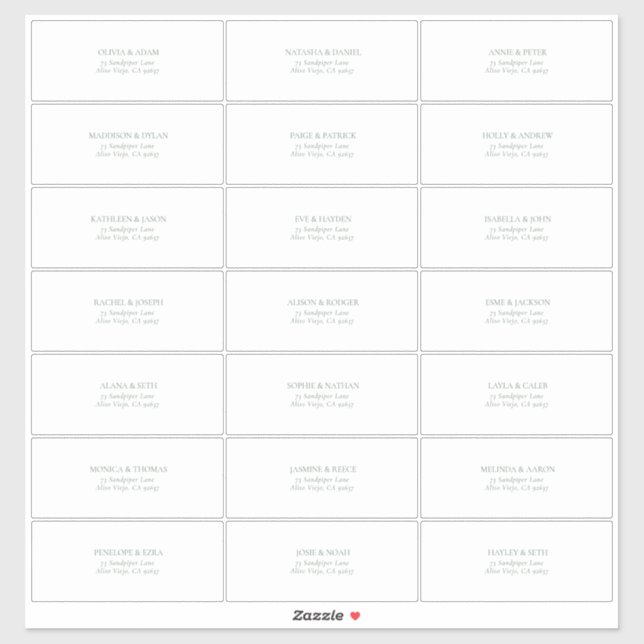 Adesivo Rótulo de Endereço de Convidado Transparente Verde (Folha)