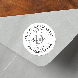 Adesivo Rótulo de Endereço de Devolução Branco Monograma