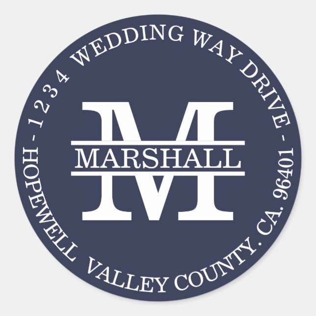 Adesivo Rótulo de Endereço de Devolução Circular Azul Mono (Frente)