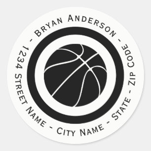 Adesivo Rótulo de Endereço de Devolução de Basquete Ci
