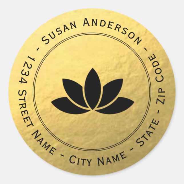 Adesivo Rótulo de Endereço de Devolução de Flor Preto com  (Frente)