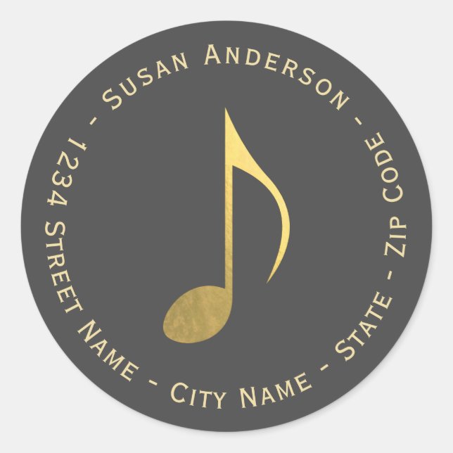 Adesivo Rótulo de Endereço de Devolução de Folha Ouro Faux (Frente)