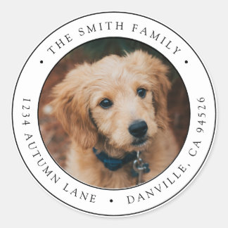 Adesivo Rótulo de endereço de devolução de foto redonda pe